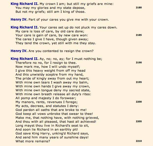 Richard II 4.1 from Open Source Shakespeare