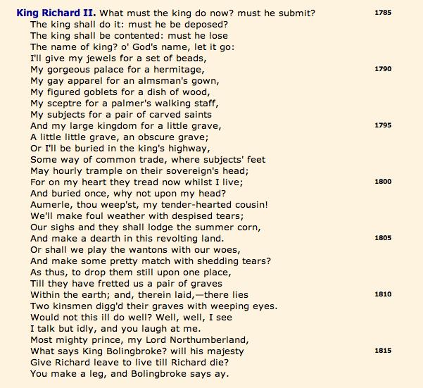 Open Source Shakespeare, Richard II, 3.3.1785-1817