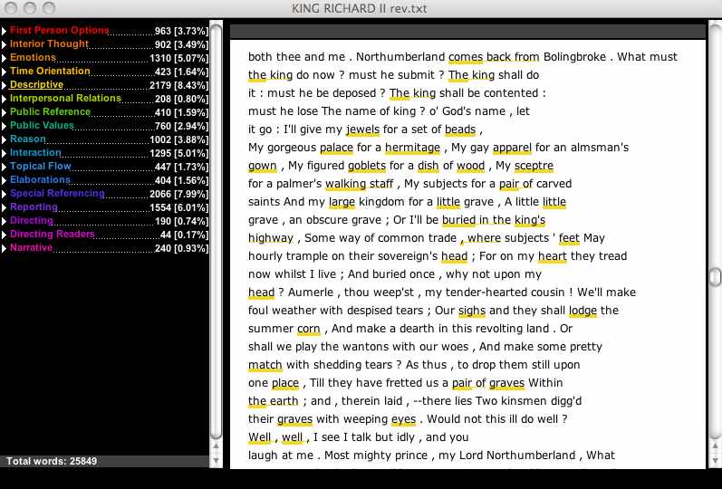 Docuscope Screen Shot, Moby Richard II 3.3